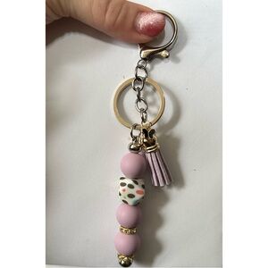 Lavender Beaded Keychain with Tassel